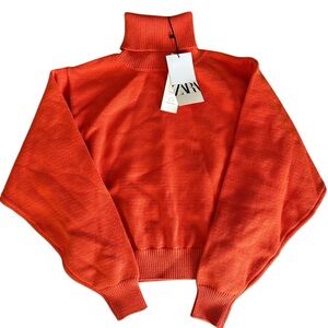 Zara Orange Turtleneck Sweater